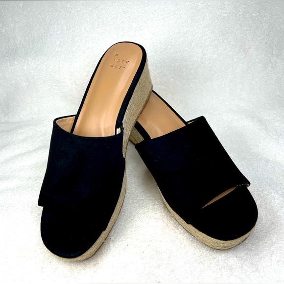a new day Shoes - A New Day, black 2.5 inch rope wedge size 8.5
